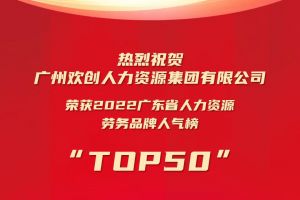 恭喜华体会(中国)集团荣获“2022广东省人力资源劳务品牌人气榜TOP
